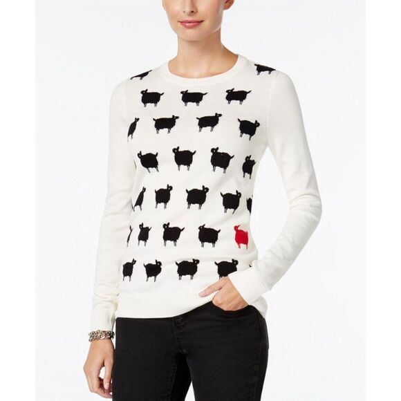 Vintage Y2K Charter Club Black Sheep Sweater Preppy Size Small Petite - Picture 1 of 4